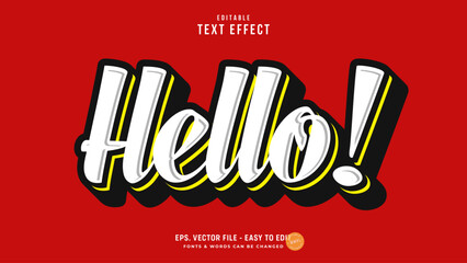 Playful Hello Text Effect Editable Vector
