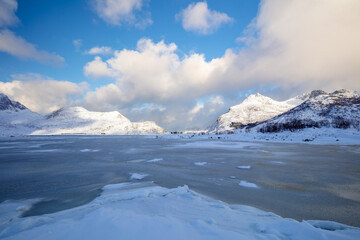 Sunny Day over a Winter Fjord