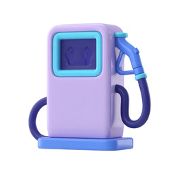 3d render icon cartoon gas station isolated on transparent background