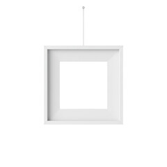 Fototapeta premium Minimalist white picture frame suspended against a serene, stark backdrop for artistic displays