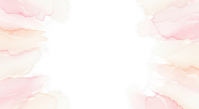 Pale Pink and Peach Watercolor Background isolated on transparent background. Ethereal Edge Wash Art. Romantic Sophisticated Design.