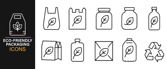 Linear eco design packaging set showing sustainable materials and recycling.