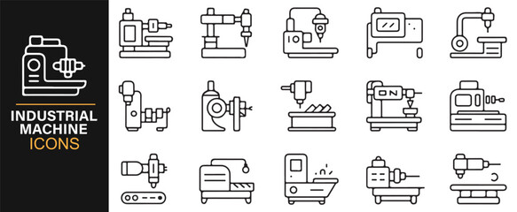 Industrial automation vector icons for engineering and production.