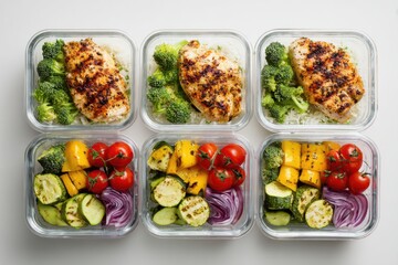 Healthy Meal Prep Containers with Grilled Chicken and Vegetables