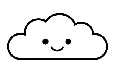 a cloud outlined in black with a happy expression