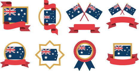 Diverse Collection of Australian Flag Designs with Ribbons and Frames, Graphics