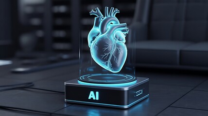 Digital Healthcare Concept with AI-Powered Holographic Heart Monitoring System