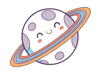 Colorful Cartoon Style Planet Sticker with Smooth Fun Design