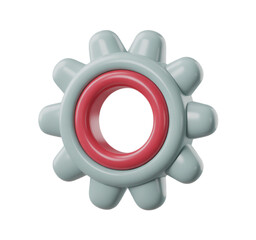 3d render icon cartoon gear isolated on transparent background