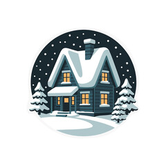 Snow-covered house Icon on White Background Vector Art Illustration on white background.