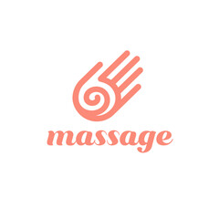 Vector logo design template for massage salon. Hand icon.	