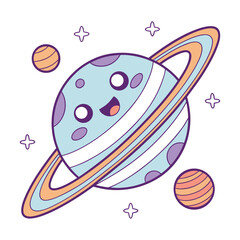  A Colorful Cartoon Style Planet Sticker With A Smo_New.eps