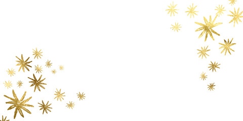 Gold Foil Frame. Gold snow, winter, star, snowflakes, stars,on transparent background.  Premium design,wedding,vip cover template,grand. Frame gold spray, Pieces flakes of golden flakes shimmer, gold.