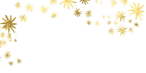 Golden Stars, crayon and gold textured sparks, doodle hand-drawn style. Gold stars, gold, snow, snowflake gold foil on png transparent background. Premium design,wedding,vip cover template.PNG.