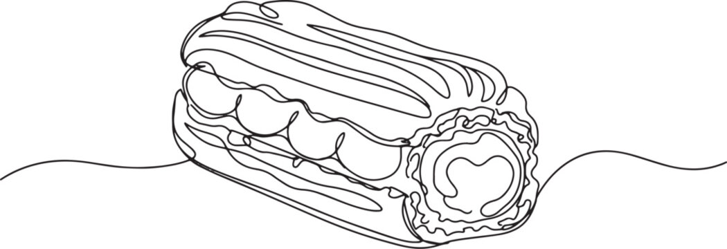Elegant choux pastry line art illustration showcasing culinary f