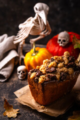 Halloween cake decorated with skull