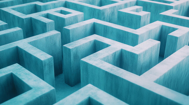 mind shaped like a maze, representing the search for clarity, introspection, and problem-solving, with intricate paths symbolizing thought and complexity.