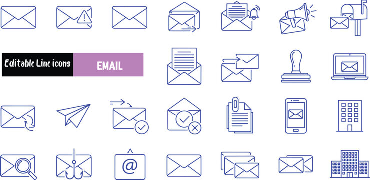 Email Communication Icons Messages, Correspondence, and Delivery
