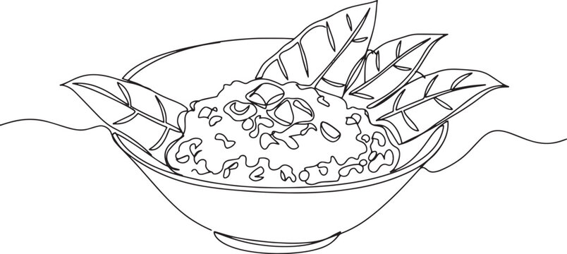 Minimalist palusami illustration, one line drawing of fijian dis