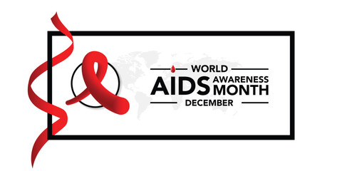 Aids awareness month is observed every year in December, This day brings attention to the growing number of people living long and full lives with HIV and to their health and social needs. Vector art
