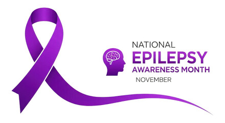 National Epilepsy Awareness Month November purple ribbon brain icon transparency
