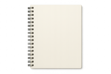 Blank spiral notebook with transparent background