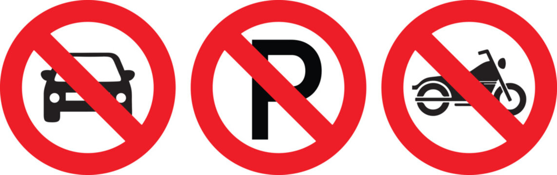 No parking sign vector sets_ no card parking, no bike parking