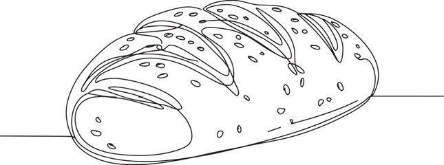 Elegant single line drawing of seeded multigrain loaf on a white