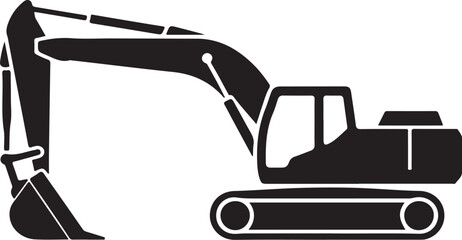 PrintSilhouette of a tracked excavator on a plain background