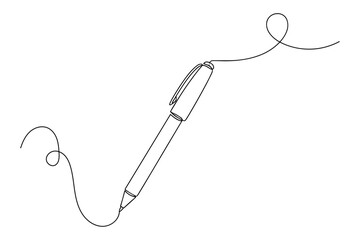 Line Drawing of Pen Writing,
Continuous Line Drawing of Pen Writing,
Elegant Black Line Art on White Background