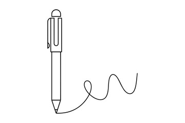 Line Art of Pen,
Line Art of Pen with Flowing Continuous Line,
Black and White Graphic Drawing