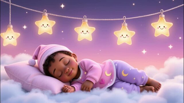 Seamless loop baby breathing animation for lullaby -  4K ULTRA HD