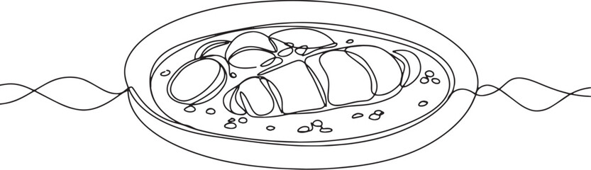 Elegant minimalist line art illustration of a delectable food di