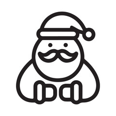 Simple line art icon of santa claus wearing a hat