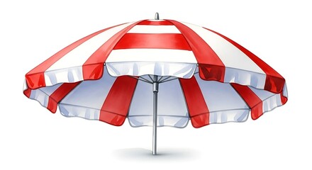 Red  white striped patio umbrella.