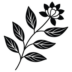 Elegant Floral Design Black and White Vector Illustration for Graphic Projects