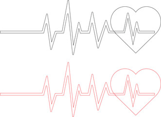 Red & Black heartbeat line collection with heart symbol, cardiology, medical pulse, healthcare clipart , health monitoring, digital heartbeat graphics, vector illustration !