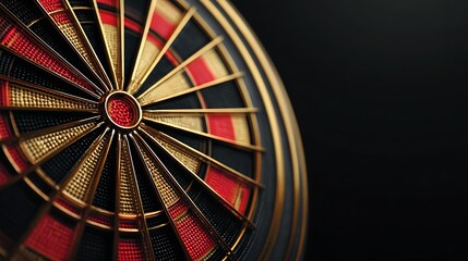 Obraz premium Closeup of a professional dartboard with red and gold segments.