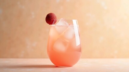 Elegant lychee cocktail with pastel background