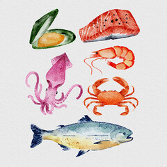 fresh fish and seafood illustration
