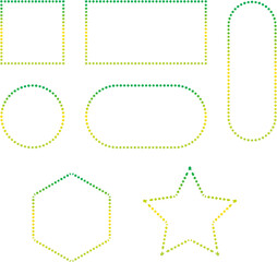 Minimal geometric frames formed with colorful gradient dots in green and yellow shades. Perfect for modern design, abstract decoration, templates, and stylish layout compositions.