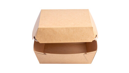 A hexagonal, partially open cardboard container with the lid slightly ajar, viewed from above