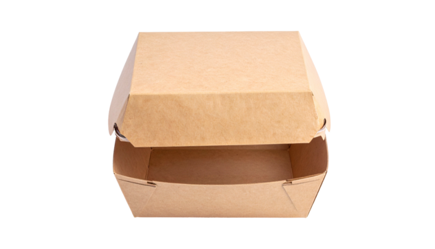 A hexagonal, partially open cardboard container with the lid slightly ajar, viewed from above
