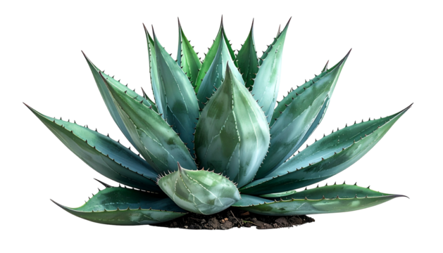 Close-up of a symmetrical succulent plant with spiky leaves. Black background