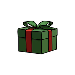 Christmas present gift box with ribbon