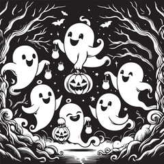 Halloween Ghost In Haunted Forrest