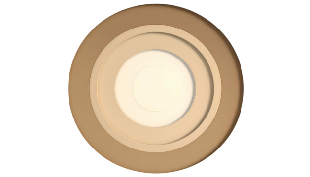 Concentric circular design, four layers of varying colors from light to dark against black