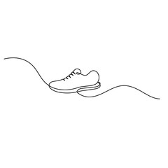 Obraz premium Shoe icon continuous one line drawing outline vector illustration 