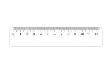 Transparent ruler measuring length in centimeters and inches