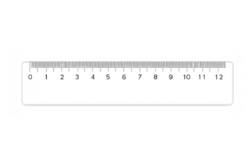 Transparent ruler measuring length in centimeters and inches